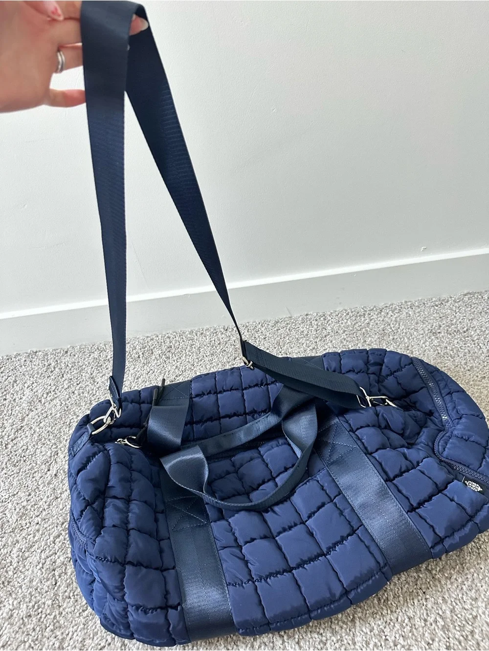 Free People Movement- Quilted Navy Duffel Bag